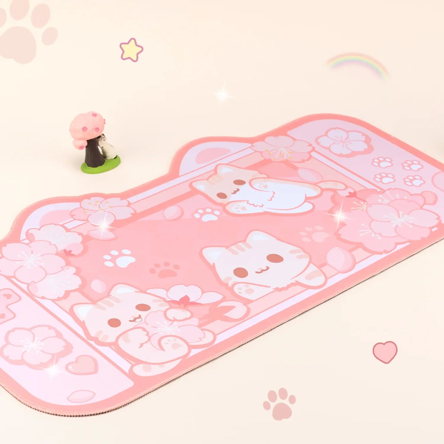 1 PC Kawaii Vibes Cute Critter Gamer Girl Gaming Mouse Pad Desk Pad