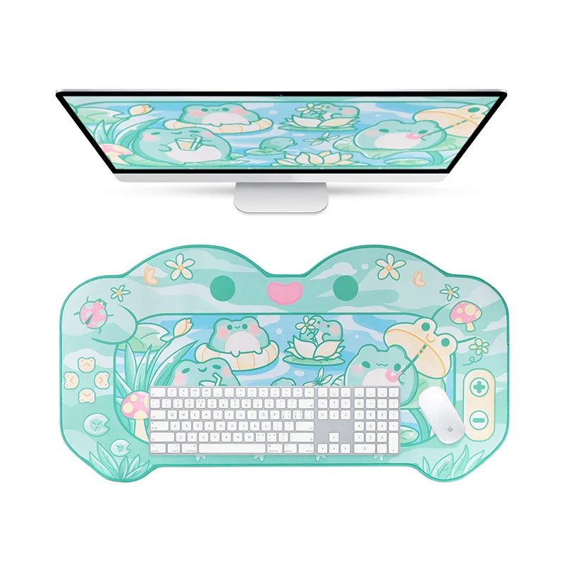 Kawaii Frog Mousepad – Large Anti-Slip Desk Mat