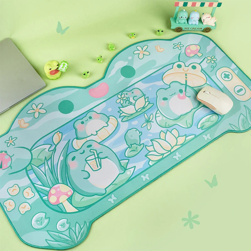 Kawaii Frog Mousepad – Large Anti-Slip Desk Mat